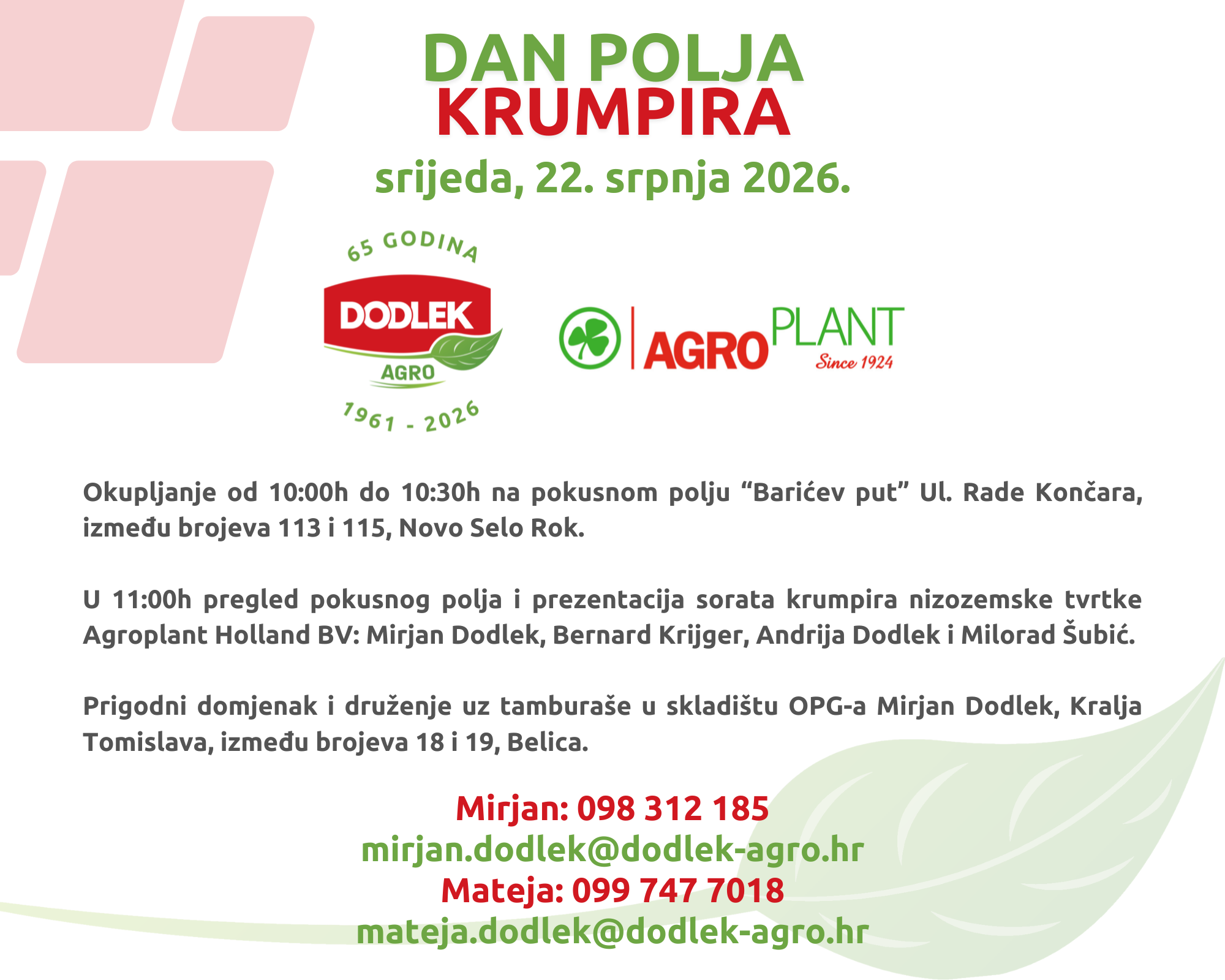 Dan polja krumpira, 22. srpnja 2026.